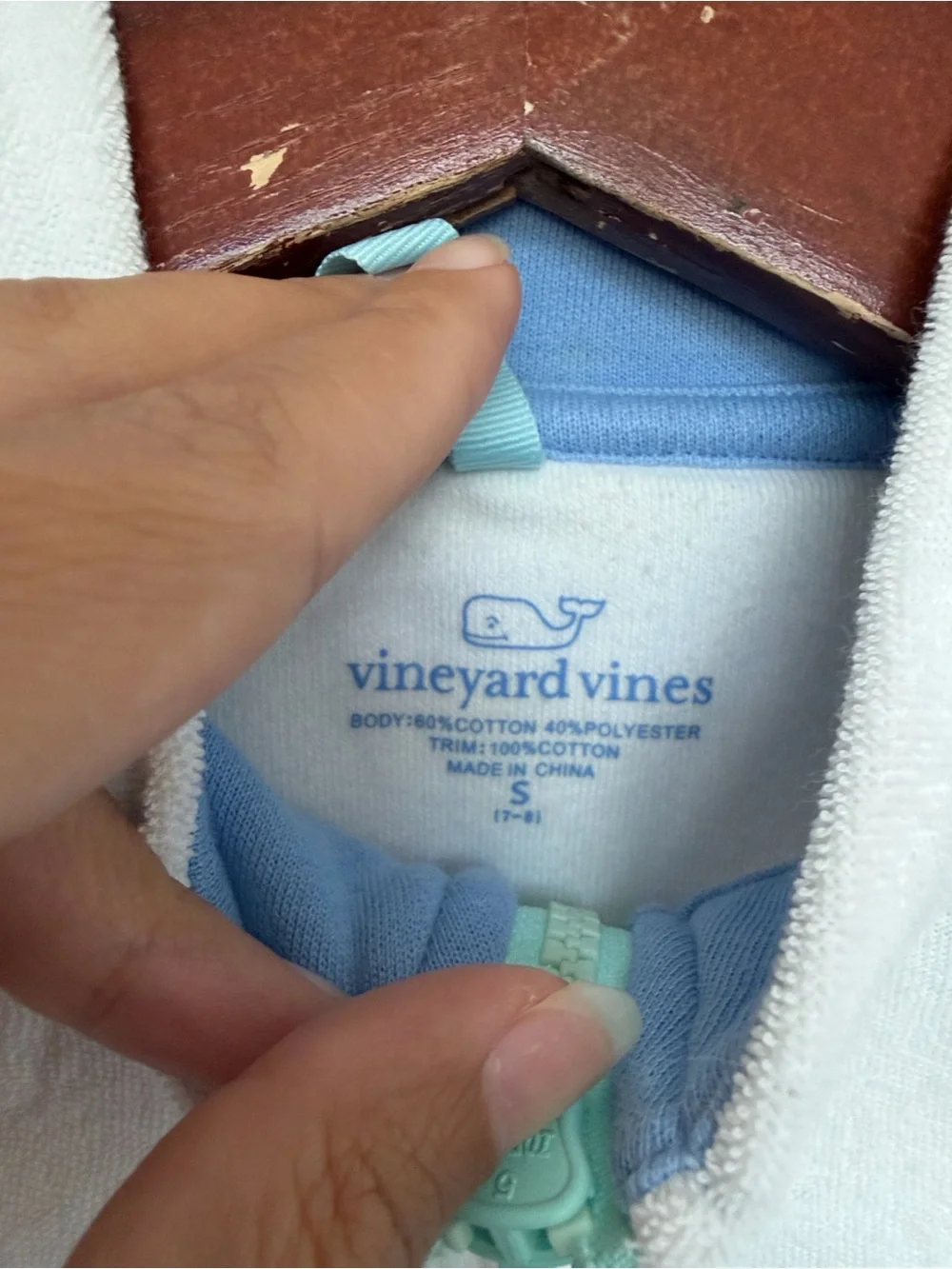 VINEYARD VINES QUARTER-ZIP FLEECE PULLOVER/SWIM COVER -UP DRESS WHITE KIDS SMALL